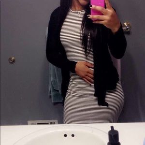 Black and White striped Midi dress